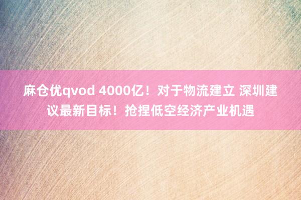 麻仓优qvod 4000亿！对于物流建立 深圳建议最新目标！抢捏低空经济产业机遇