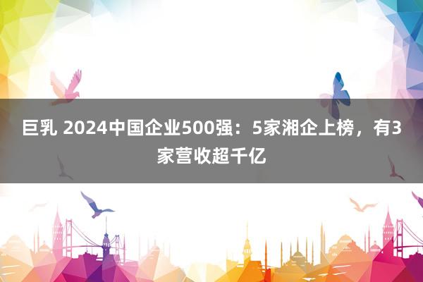 巨乳 2024中国企业500强：5家湘企上榜，有3家营收超千亿