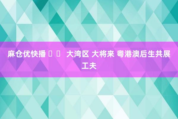 麻仓优快播 		 大湾区 大将来 粤港澳后生共展工夫