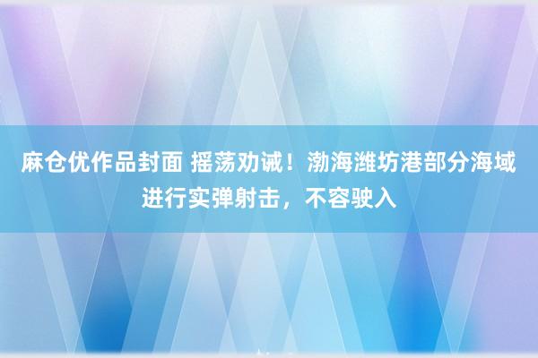 麻仓优作品封面 摇荡劝诫！渤海潍坊港部分海域进行实弹射击，不容驶入