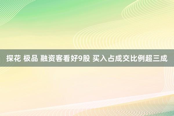 探花 极品 融资客看好9股 买入占成交比例超三成