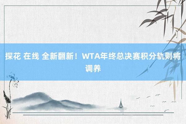 探花 在线 全新翻新！WTA年终总决赛积分轨则将调养