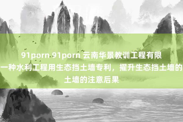 91porn 91porn 云南华景教训工程有限公司获取一种水利工程用生态挡土墙专利，擢升生态挡土墙的注意后果