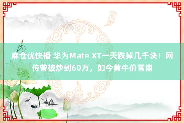 麻仓优快播 华为Mate XT一天跌掉几千块！网传曾被炒到60万，如今黄牛价雪崩