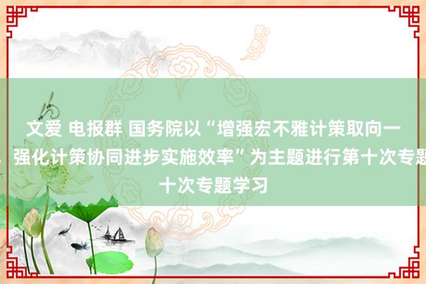 文爱 电报群 国务院以“增强宏不雅计策取向一致性，强化计策协同进步实施效率”为主题进行第十次专题学习