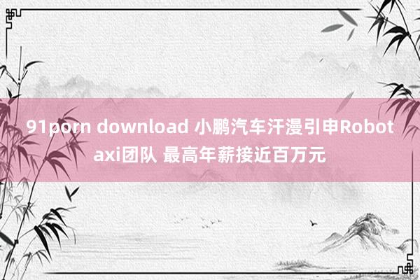 91porn download 小鹏汽车汗漫引申Robotaxi团队 最高年薪接近百万元