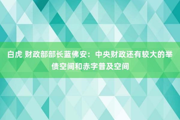 白虎 财政部部长蓝佛安：中央财政还有较大的举债空间和赤字普及空间