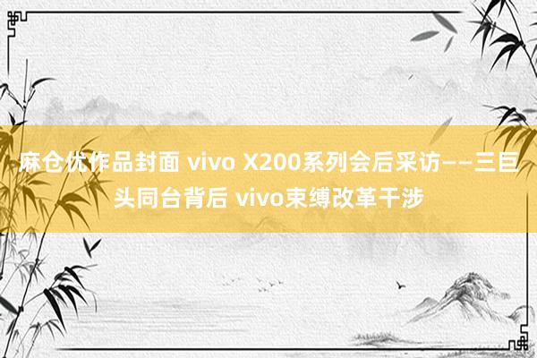 麻仓优作品封面 vivo X200系列会后采访——三巨头同台背后 vivo束缚改革干涉