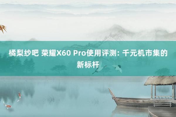 橘梨纱吧 荣耀X60 Pro使用评测: 千元机市集的新标杆