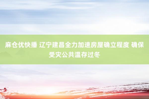 麻仓优快播 辽宁建昌全力加速房屋确立程度 确保受灾公共温存过冬