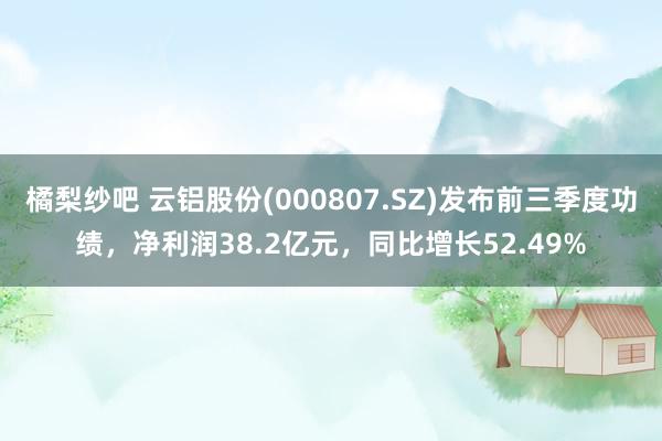 橘梨纱吧 云铝股份(000807.SZ)发布前三季度功绩，净利润38.2亿元，同比增长52.49%