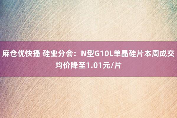 麻仓优快播 硅业分会：N型G10L单晶硅片本周成交均价降至1.01元/片