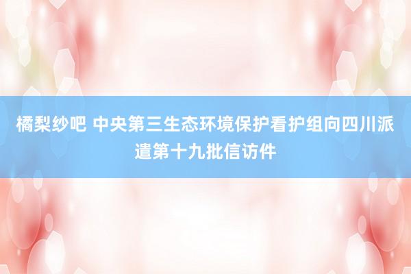 橘梨纱吧 中央第三生态环境保护看护组向四川派遣第十九批信访件