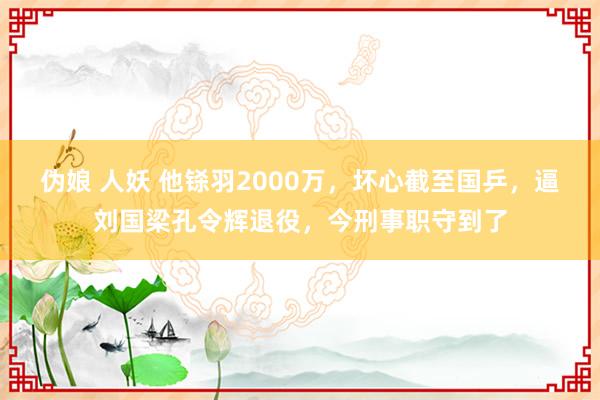 伪娘 人妖 他铩羽2000万，坏心截至国乒，逼刘国梁孔令辉退役，今刑事职守到了