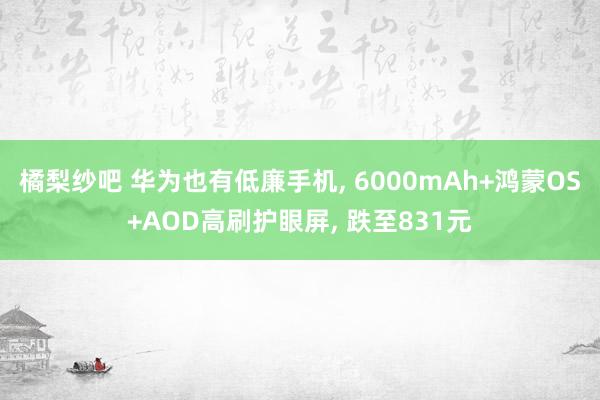 橘梨纱吧 华为也有低廉手机， 6000mAh+鸿蒙OS+AOD高刷护眼屏， 跌至831元