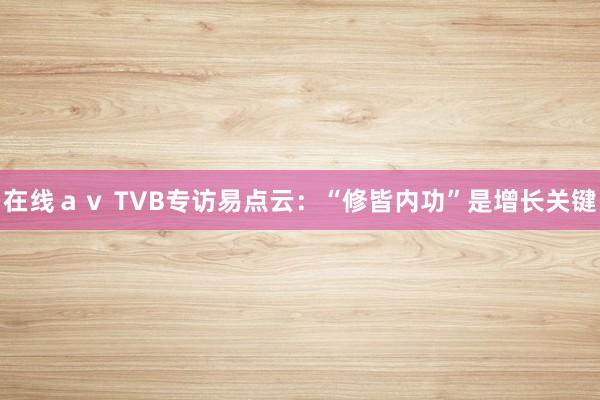 在线ａｖ TVB专访易点云：“修皆内功”是增长关键