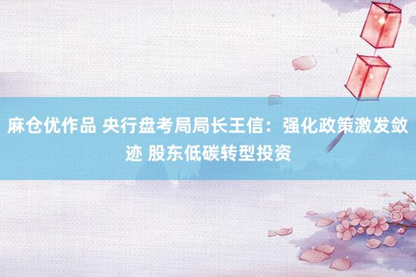 麻仓优作品 央行盘考局局长王信：强化政策激发敛迹 股东低碳转型投资