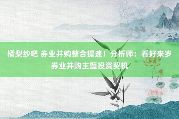 橘梨纱吧 券业并购整合提速！分析师：看好来岁券业并购主题投资契机