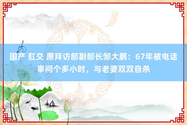 国产 肛交 原拜访部副部长邹大鹏：67年被电话审问个多小时，与老婆双双自杀