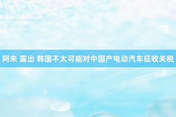 阿朱 露出 韩国不太可能对中国产电动汽车征收关税