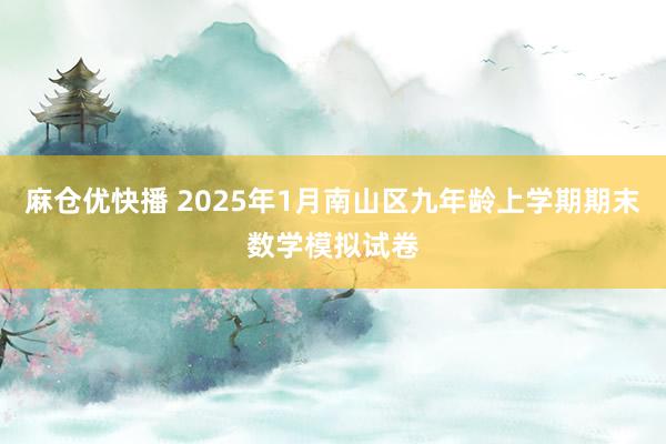 麻仓优快播 2025年1月南山区九年龄上学期期末数学模拟试卷