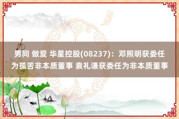 男同 做爱 华星控股(08237)：邓照明获委任为孤苦非本质董事 袁礼谦获委任为非本质董事