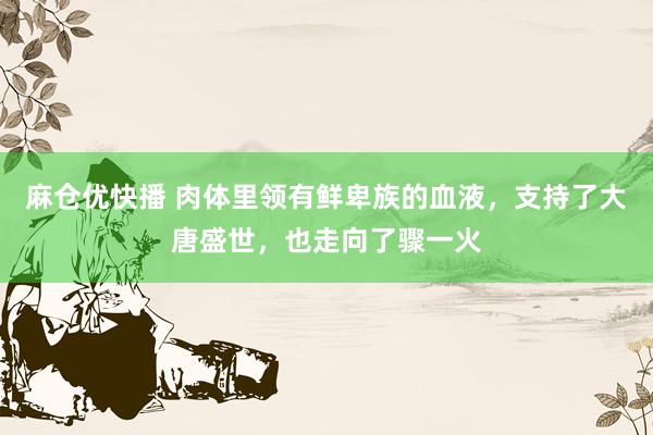 麻仓优快播 肉体里领有鲜卑族的血液，支持了大唐盛世，也走向了骤一火