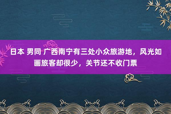 日本 男同 广西南宁有三处小众旅游地，风光如画旅客却很少，关节还不收门票