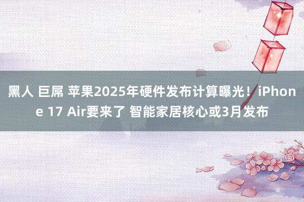 黑人 巨屌 苹果2025年硬件发布计算曝光！iPhone 17 Air要来了 智能家居核心或3月发布